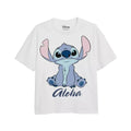 White - Front - Lilo & Stitch Girls Aloha T-Shirt