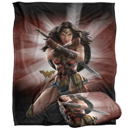Multicoloured - Side - Wonder Woman Pose Blanket