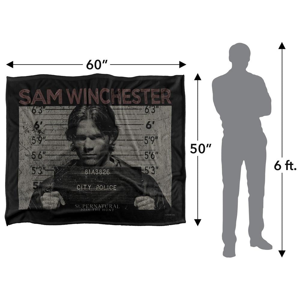 Multicoloured - Pack Shot - Supernatural Mugshot Sam Winchester Blanket