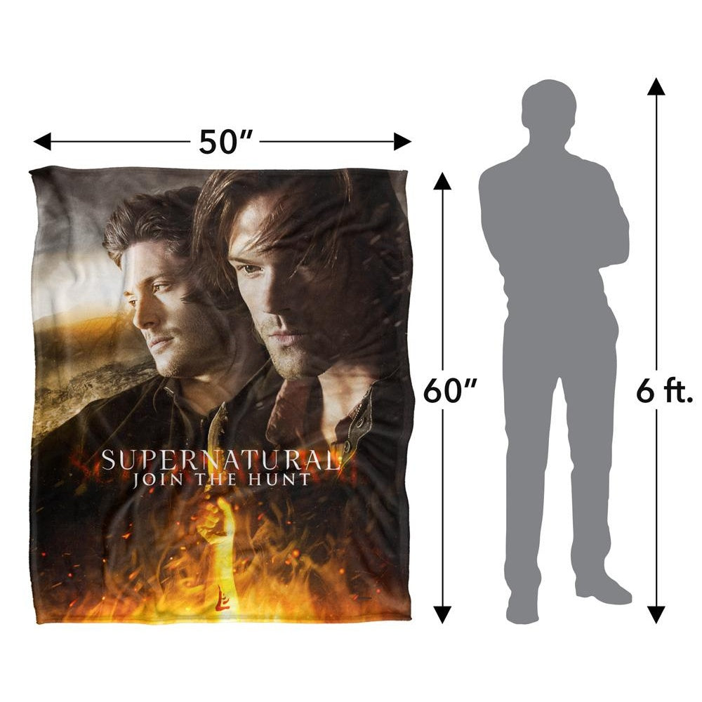 Multicoloured - Pack Shot - Supernatural Join The Hunt Flames Blanket