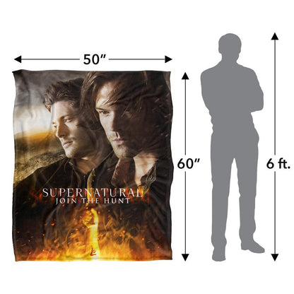 Multicoloured - Pack Shot - Supernatural Join The Hunt Flames Blanket