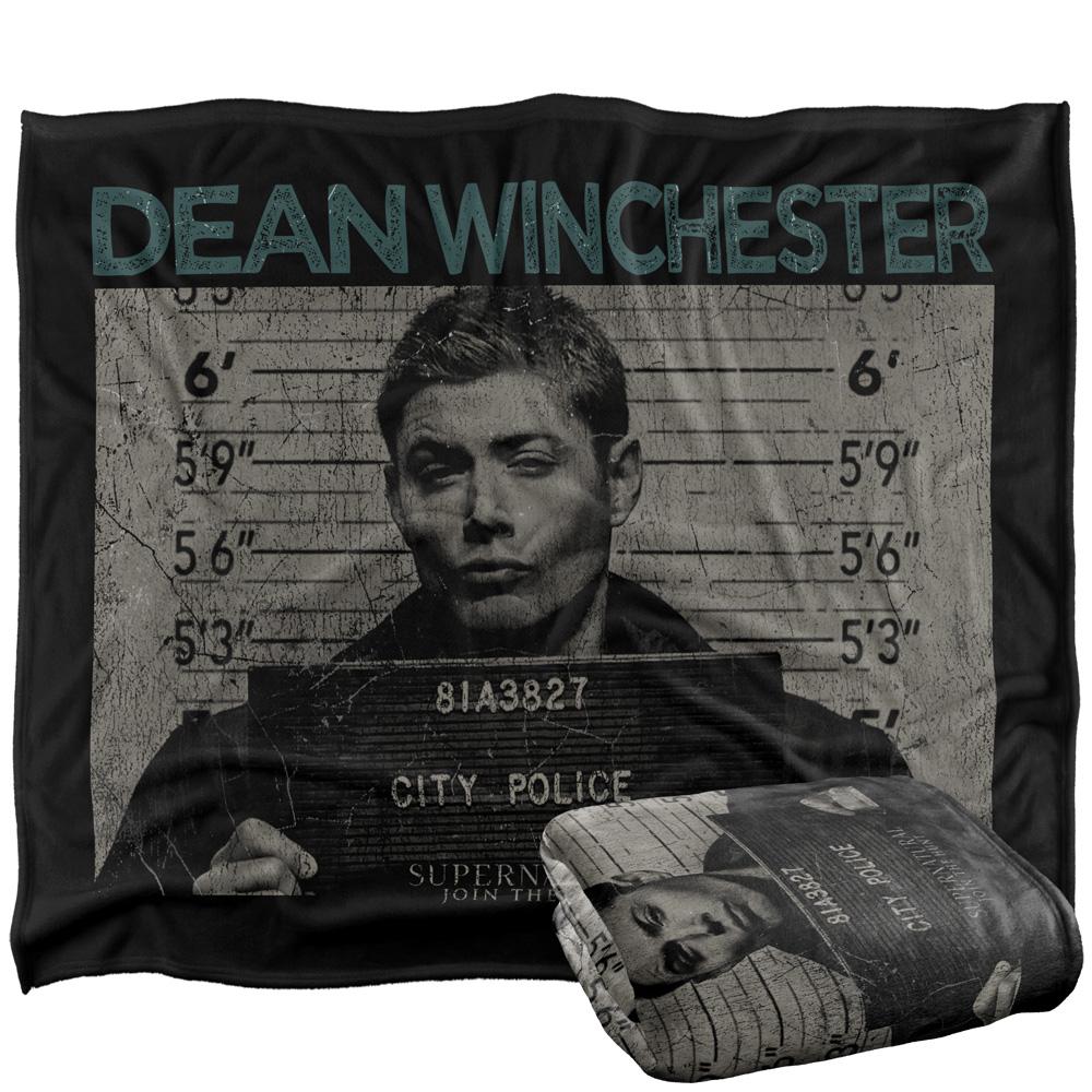 Multicoloured - Side - Supernatural Mugshot Dean Winchester Blanket