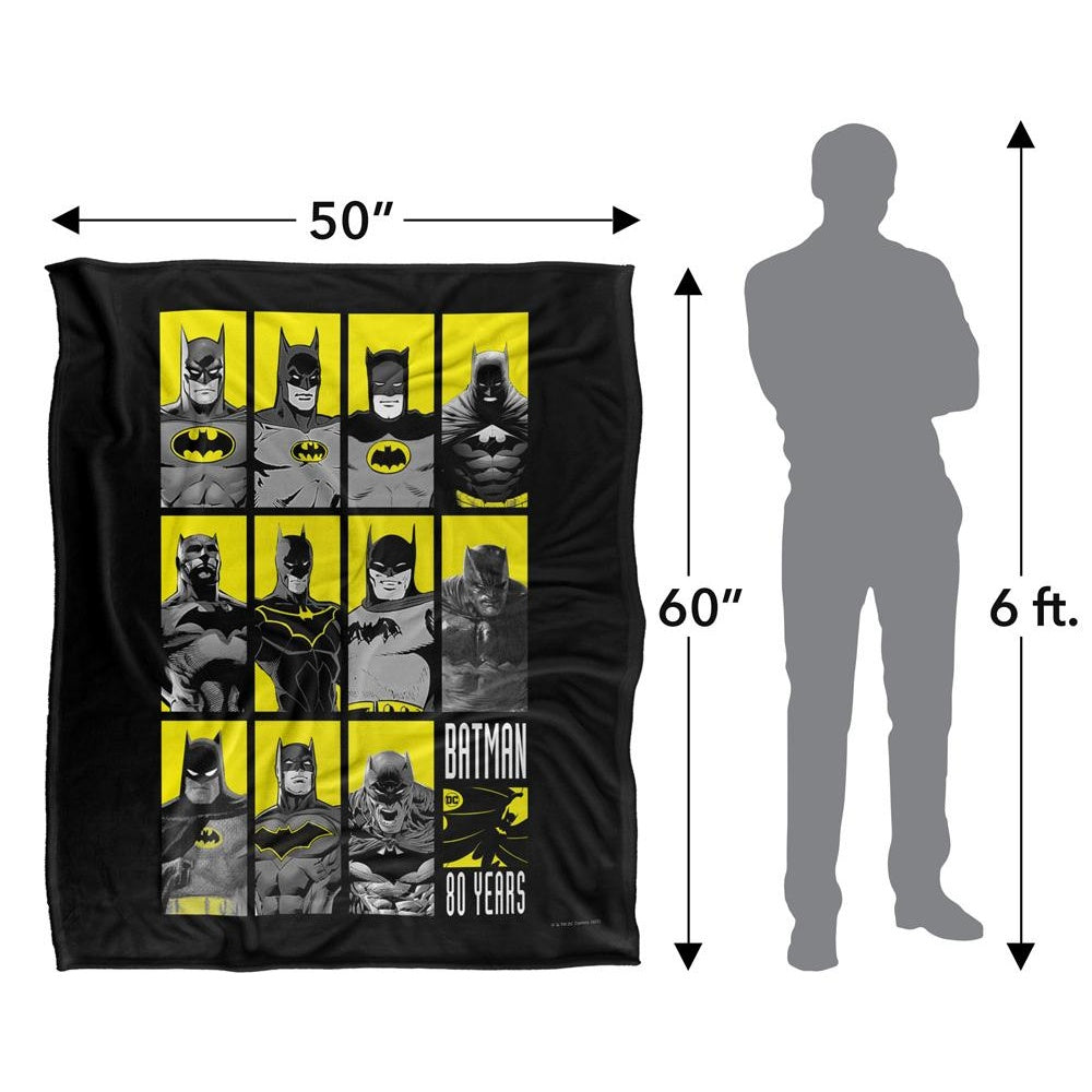 Multicoloured - Pack Shot - Batman Character Montage 80th Blanket