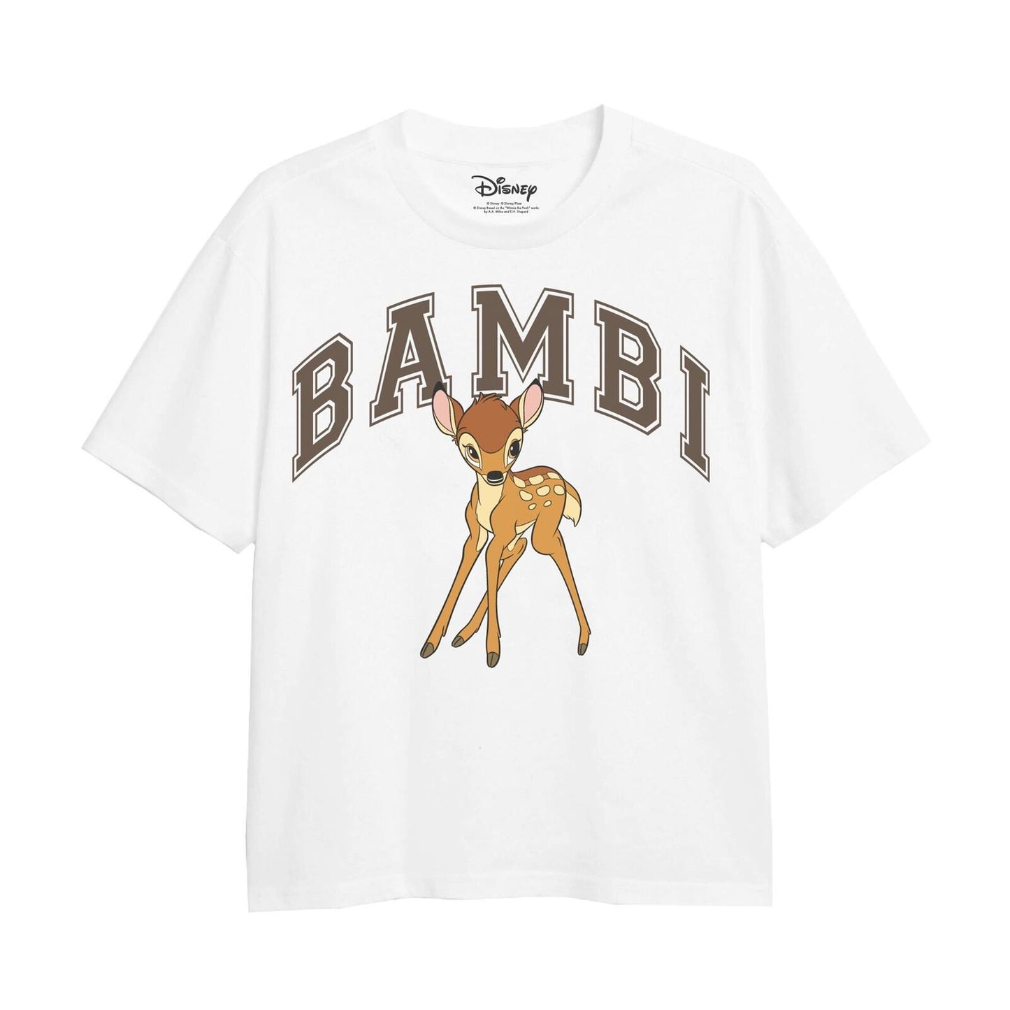 White - Front - Bambi Girls Collegiate T-Shirt