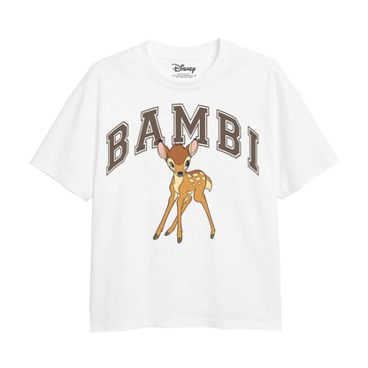 White - Front - Bambi Girls Collegiate T-Shirt