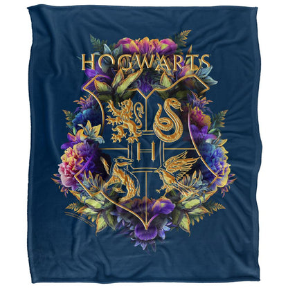 Multicoloured - Front - Harry Potter Hogwarts Floral Blanket