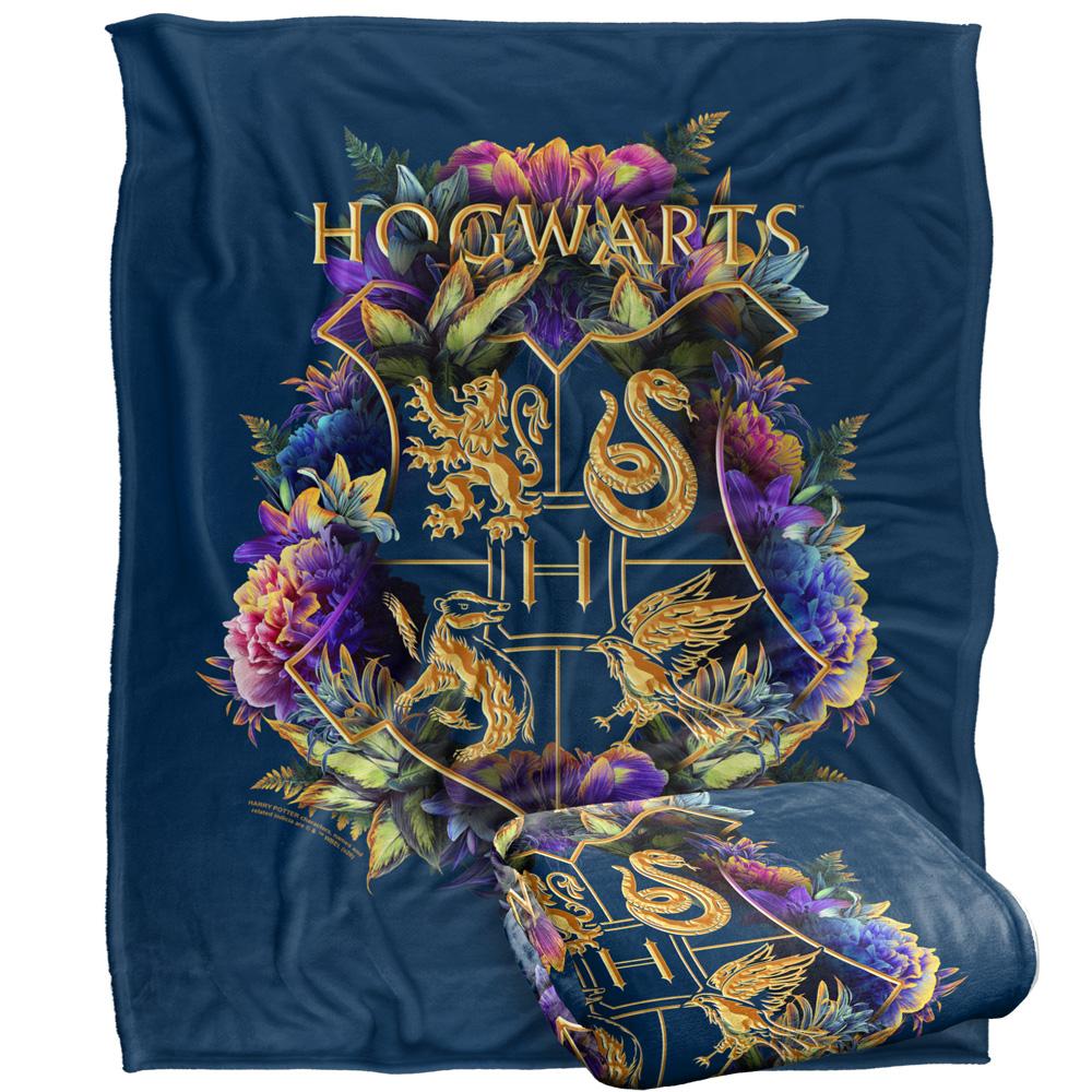 Multicoloured - Side - Harry Potter Hogwarts Floral Blanket