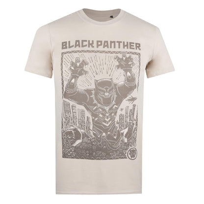 Natural - Back - Black Panther Mens Linocut T-Shirt