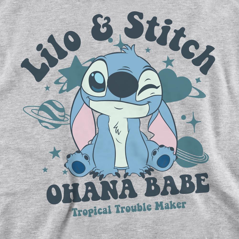 Heather Grey - Side - Lilo & Stitch Unisex Adult Ohana Babe Crew Neck Sweatshirt