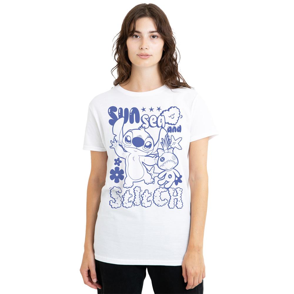 White - Lifestyle - Lilo & Stitch Womens-Ladies Sun Sea Stitch Classic T-Shirt