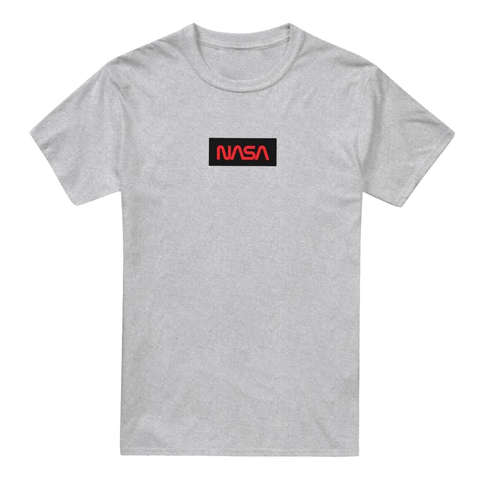 Athletic Heather - Front - NASA Mens Box Logo T-Shirt