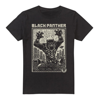 Black - Side - Black Panther Mens Linocut T-Shirt