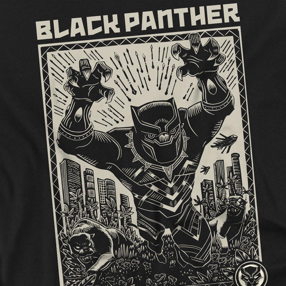 Black - Pack Shot - Black Panther Mens Linocut T-Shirt