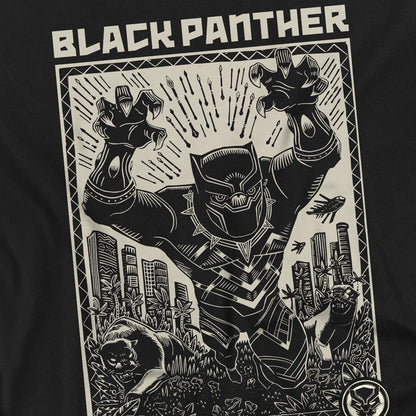 Black - Pack Shot - Black Panther Mens Linocut T-Shirt