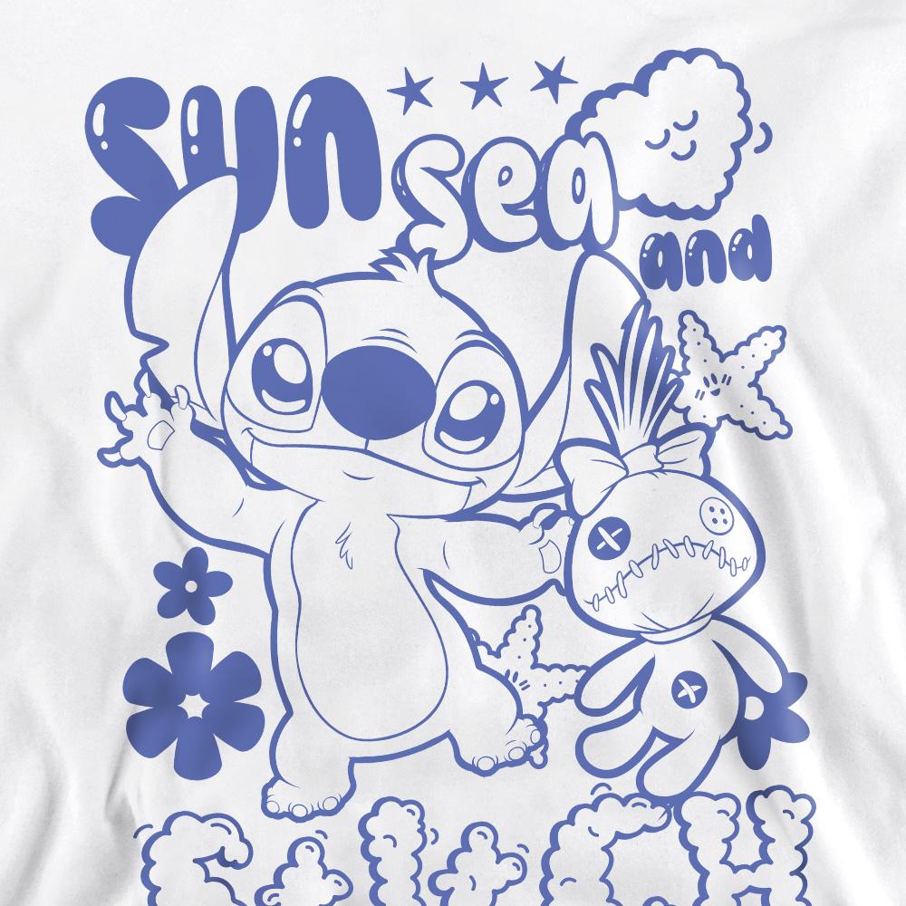 White - Side - Lilo & Stitch Unisex Adult Sun Sea Stitch Crew Neck Sweatshirt