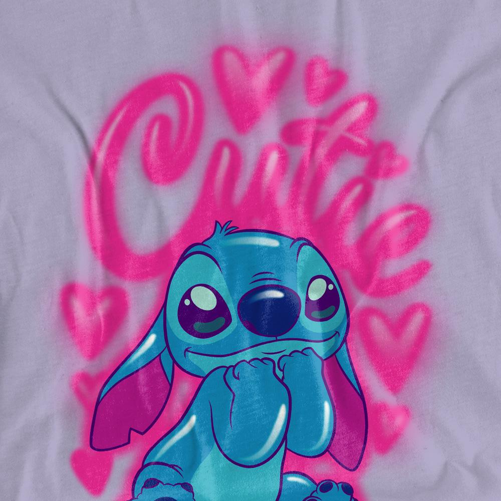 Lavender - Side - Lilo & Stitch Womens-Ladies Cutie Airbrush Soft T-Shirt