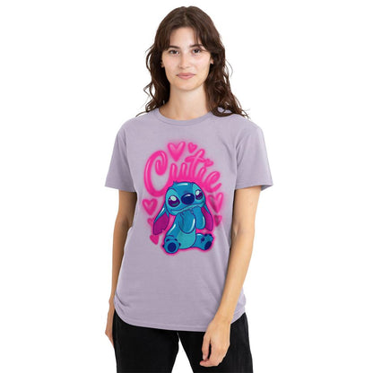 Lavender - Lifestyle - Lilo & Stitch Womens-Ladies Cutie Airbrush Soft T-Shirt