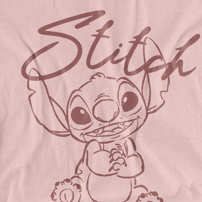 Powder Rose - Side - Lilo & Stitch Womens-Ladies Sketchy And Cute Classic T-Shirt