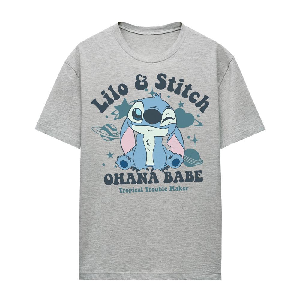 Heather Grey - Front - Lilo & Stitch Womens-Ladies Ohana Babe T-Shirt