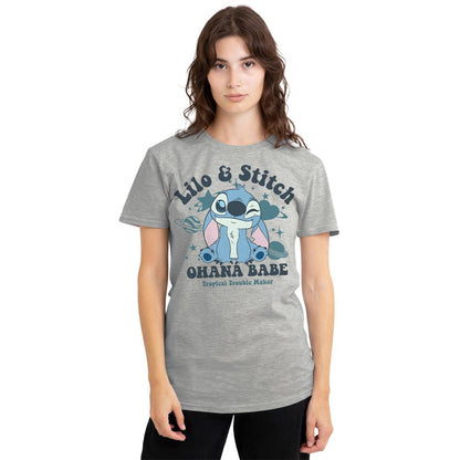 Heather Grey - Lifestyle - Lilo & Stitch Womens-Ladies Ohana Babe T-Shirt