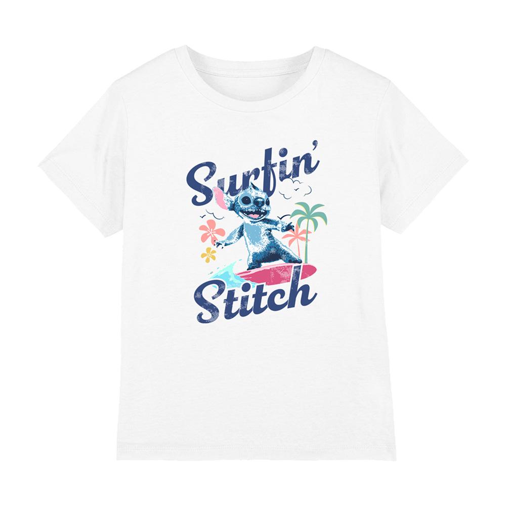 White - Front - Lilo & Stitch Girls Surfin Waves T-Shirt