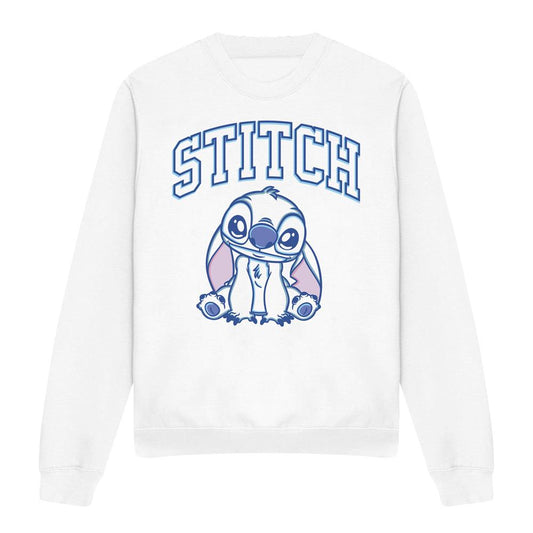 White - Front - Lilo & Stitch Unisex Adult Collegiate Brush Stroke Crew Neck Sweatshirt
