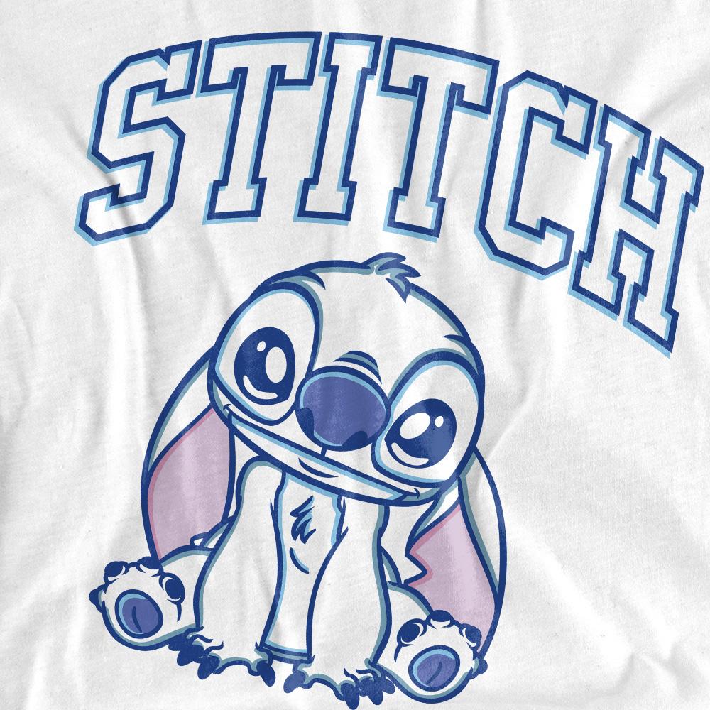 White - Side - Lilo & Stitch Womens-Ladies Collegiate Brush Stroke T-Shirt