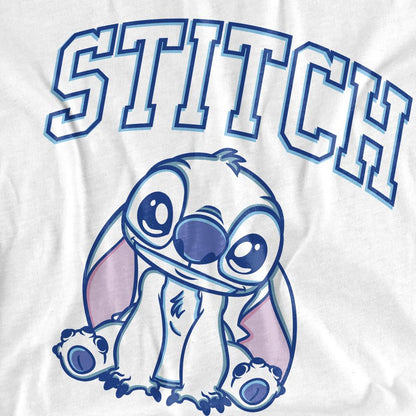White - Side - Lilo & Stitch Womens-Ladies Collegiate Brush Stroke T-Shirt