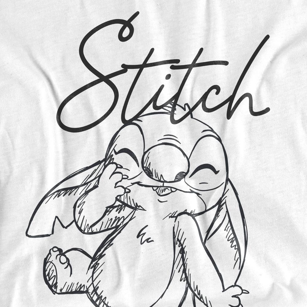 White - Side - Lilo & Stitch Womens-Ladies Sketchy Surprise Classic T-Shirt