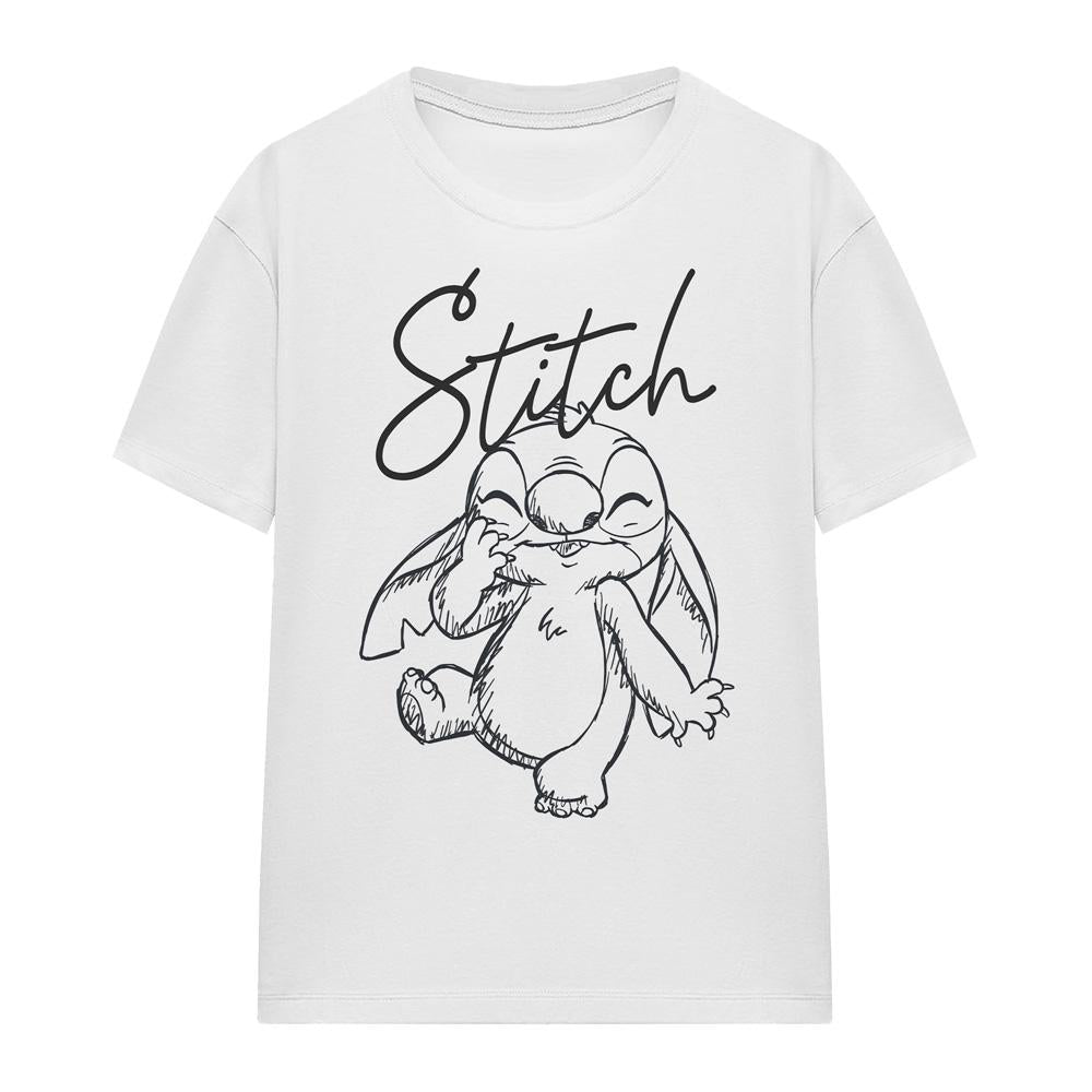 White - Front - Lilo & Stitch Womens-Ladies Sketchy Surprise Classic T-Shirt