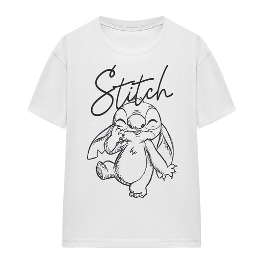 White - Front - Lilo & Stitch Womens-Ladies Sketchy Surprise Classic T-Shirt