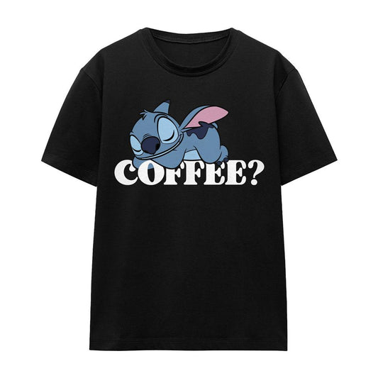 Black - Front - Lilo & Stitch Womens-Ladies Coffee? Classic T-Shirt