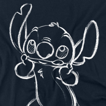Navy - Side - Lilo & Stitch Unisex Adult Sketch Long-Sleeved T-Shirt