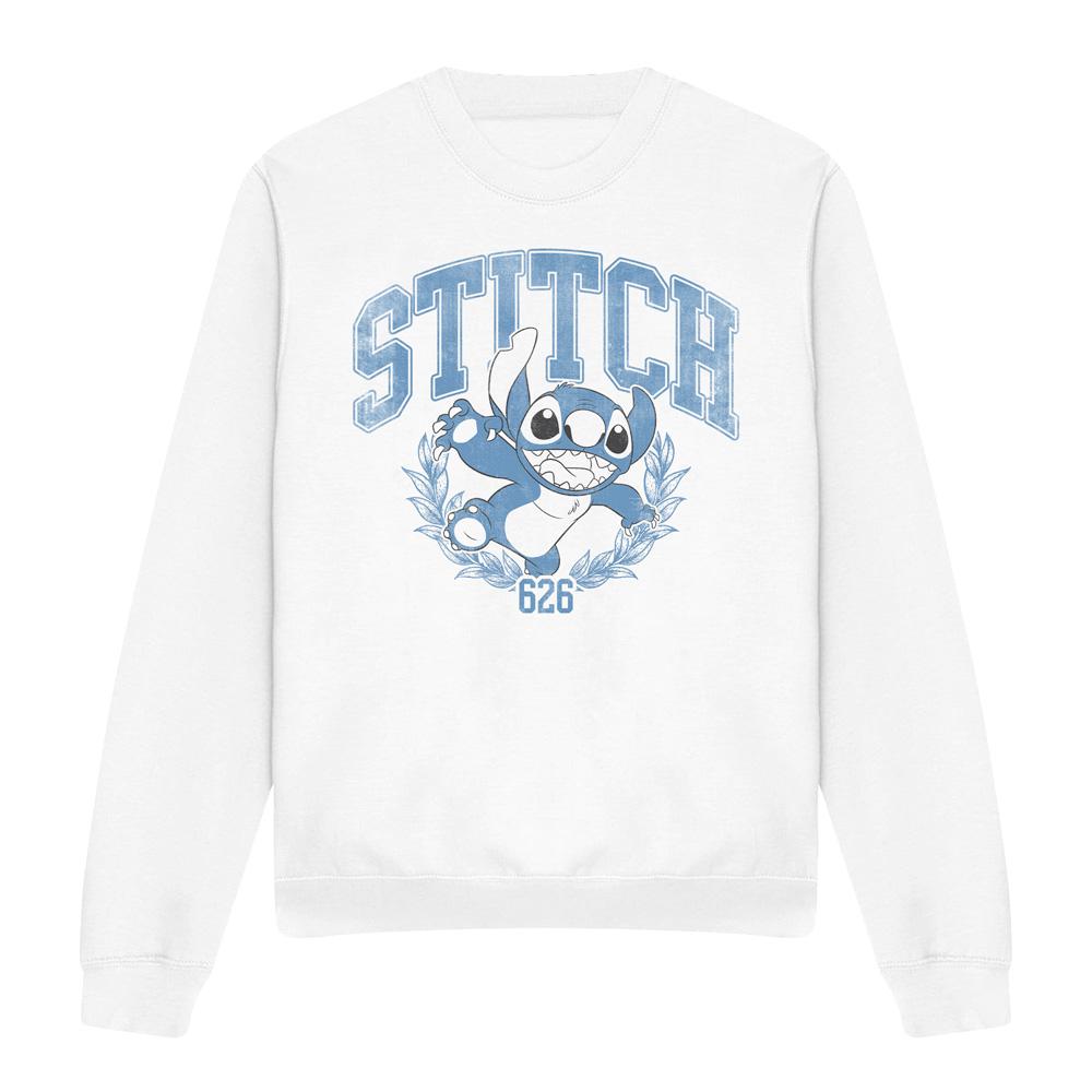 White - Front - Lilo & Stitch Unisex Adult College Sweatshirt
