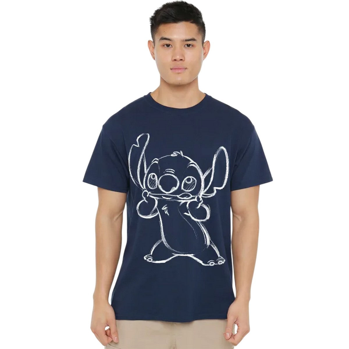 Navy - Side - Lilo & Stitch Unisex Adult Sketch T-Shirt