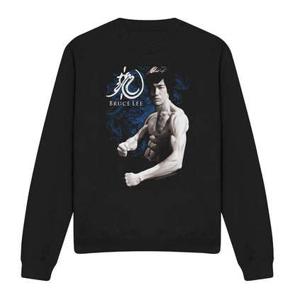 Black - Front - Bruce Lee Unisex Adult Stance Dragon Sweatshirt