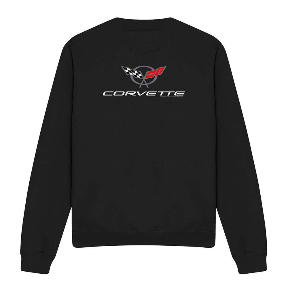 Black - Front - Corvette Unisex Adult Corvette Modern Emblem Sweatshirt