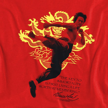Red - Side - Bruce Lee Unisex Adult Immortal Dragon Sweatshirt