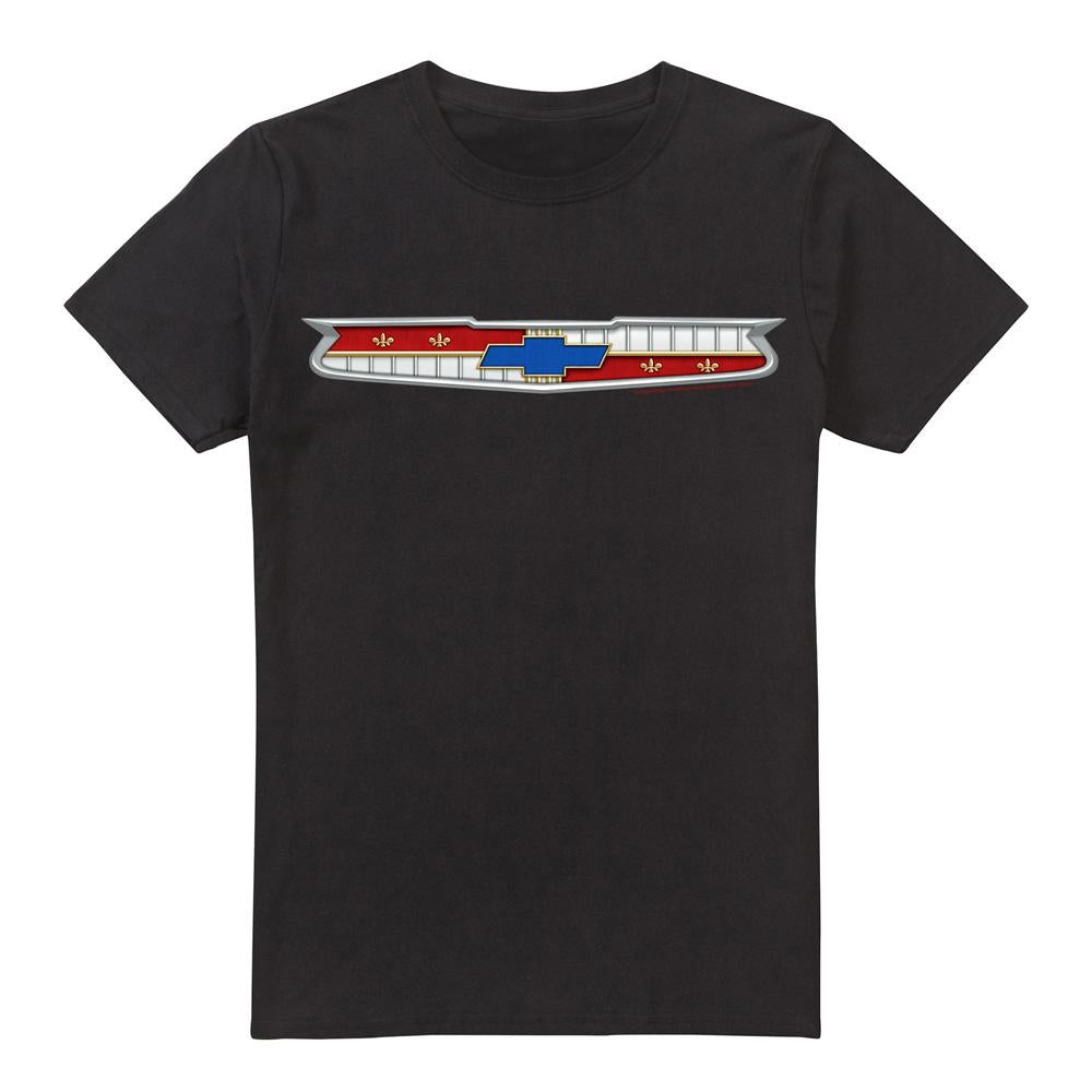 Black - Front - Chevrolet Unisex Adult 56 Bel Air Emblem T-Shirt