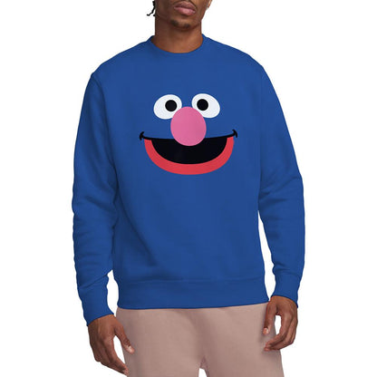 Royal Blue - Lifestyle - Sesame Street Unisex Adult Grover Face Sweatshirt