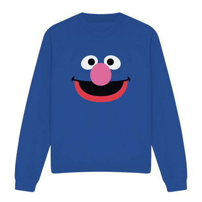 Royal Blue - Front - Sesame Street Unisex Adult Grover Face Sweatshirt