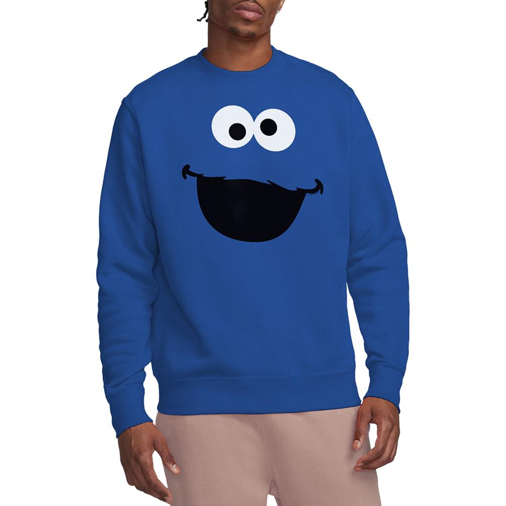 Royal Blue - Back - Sesame Street Unisex Adult Cookie Monster Face Sweatshirt