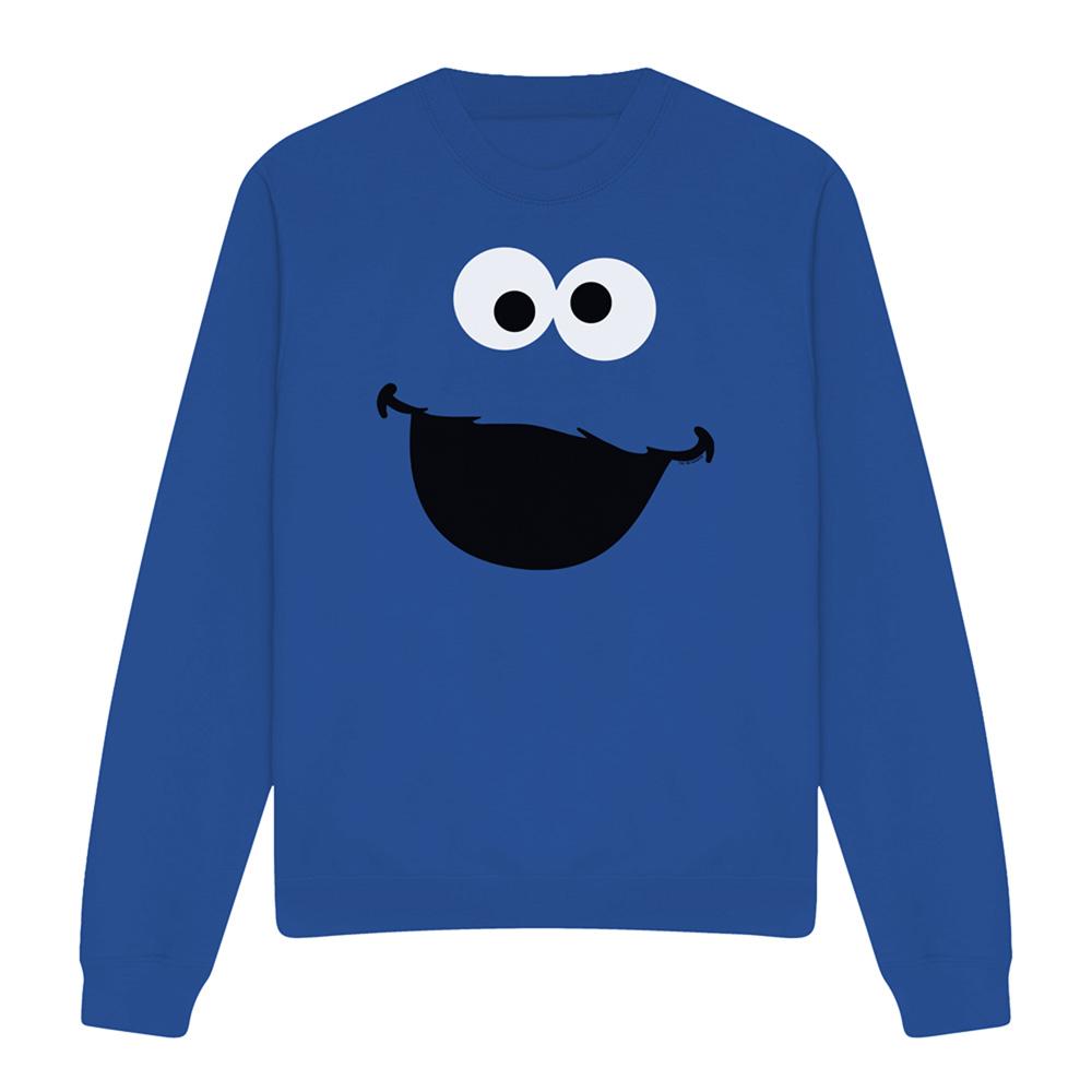 Royal Blue - Front - Sesame Street Unisex Adult Cookie Monster Face Sweatshirt