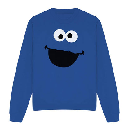 Royal Blue - Front - Sesame Street Unisex Adult Cookie Monster Face Sweatshirt