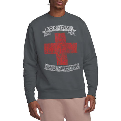 Charcoal - Back - Bon Jovi Unisex Adult Bad Medicine Sweatshirt