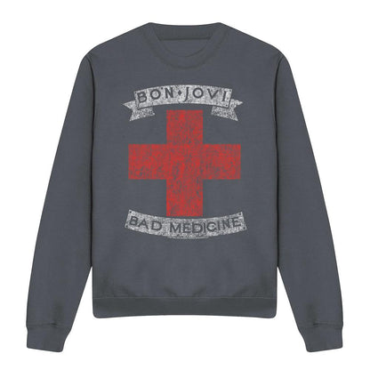 Charcoal - Front - Bon Jovi Unisex Adult Bad Medicine Sweatshirt