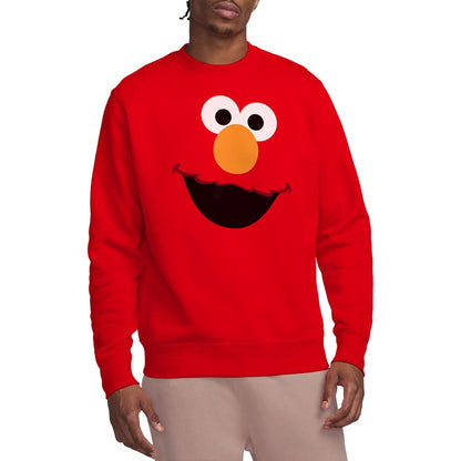 Red - Back - Sesame Street Unisex Adult Elmo Face Sweatshirt