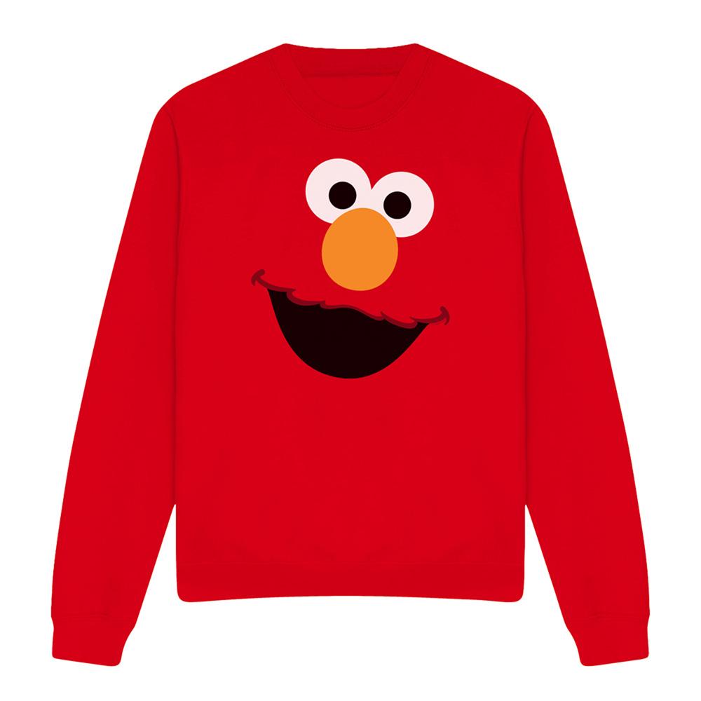 Red - Front - Sesame Street Unisex Adult Elmo Face Sweatshirt