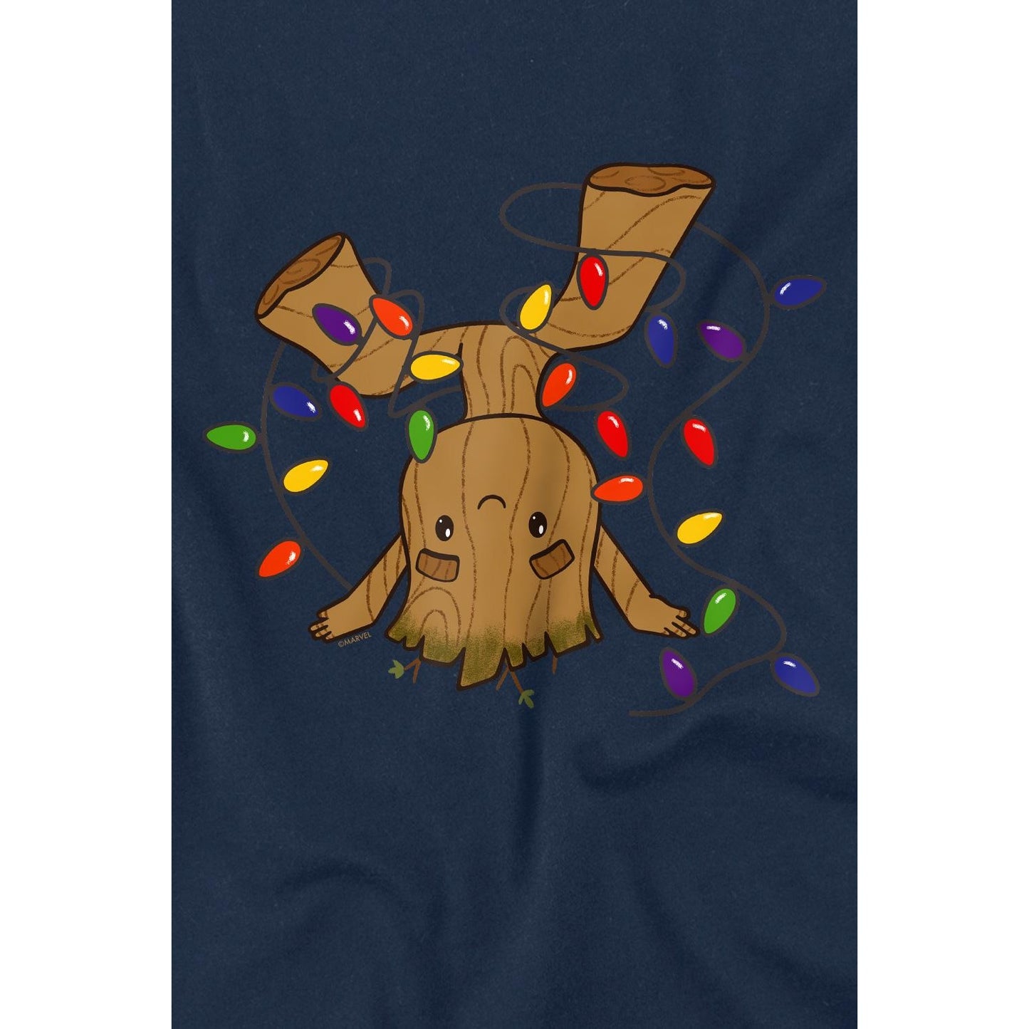 Navy - Lifestyle - Guardians Of The Galaxy Childrens-Kids Groot Christmas Lights T-Shirt