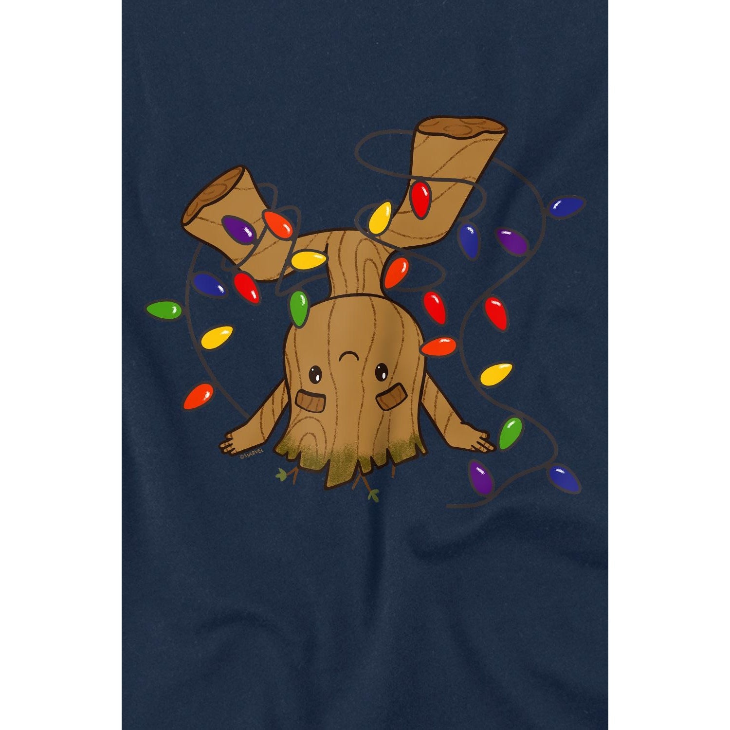 Navy - Lifestyle - Guardians Of The Galaxy Childrens-Kids Groot Christmas Lights T-Shirt